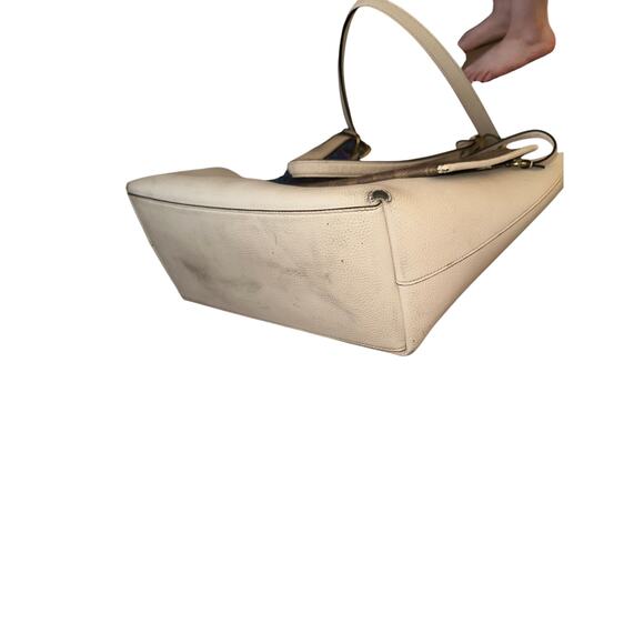 COACH Authentic City Tote White Brown Signature Canvas Large w/ Zip Pouch $295 - Picture 14 of 15